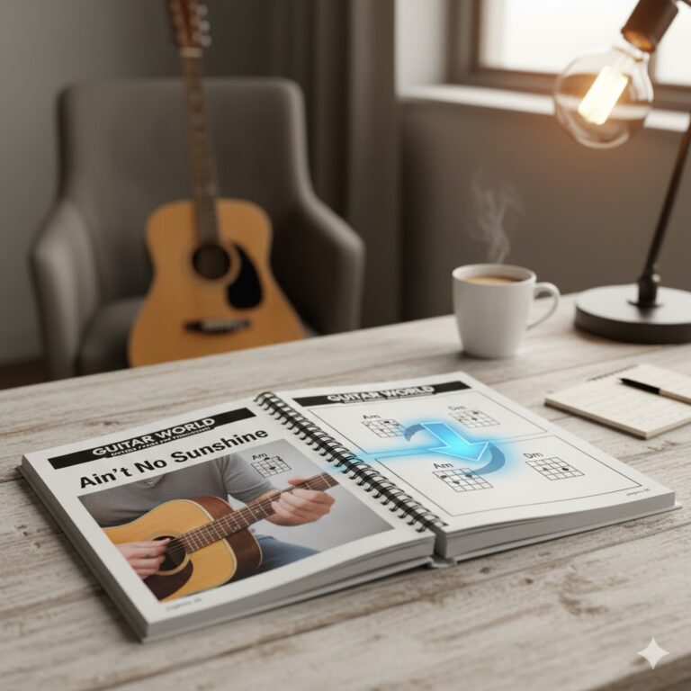 Suona Ain'y no Sunshine di Bill Withers con la chitarra